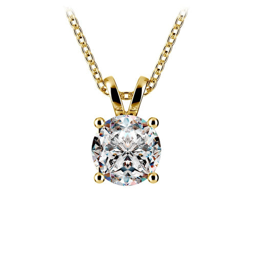 0.5/ 0.75 Ctw Prong Set Round Diamond Pendant In White /Yellow Gold G-VS