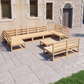 NNEVL 10 Piece Garden Lounge Set Solid Pinewood-0