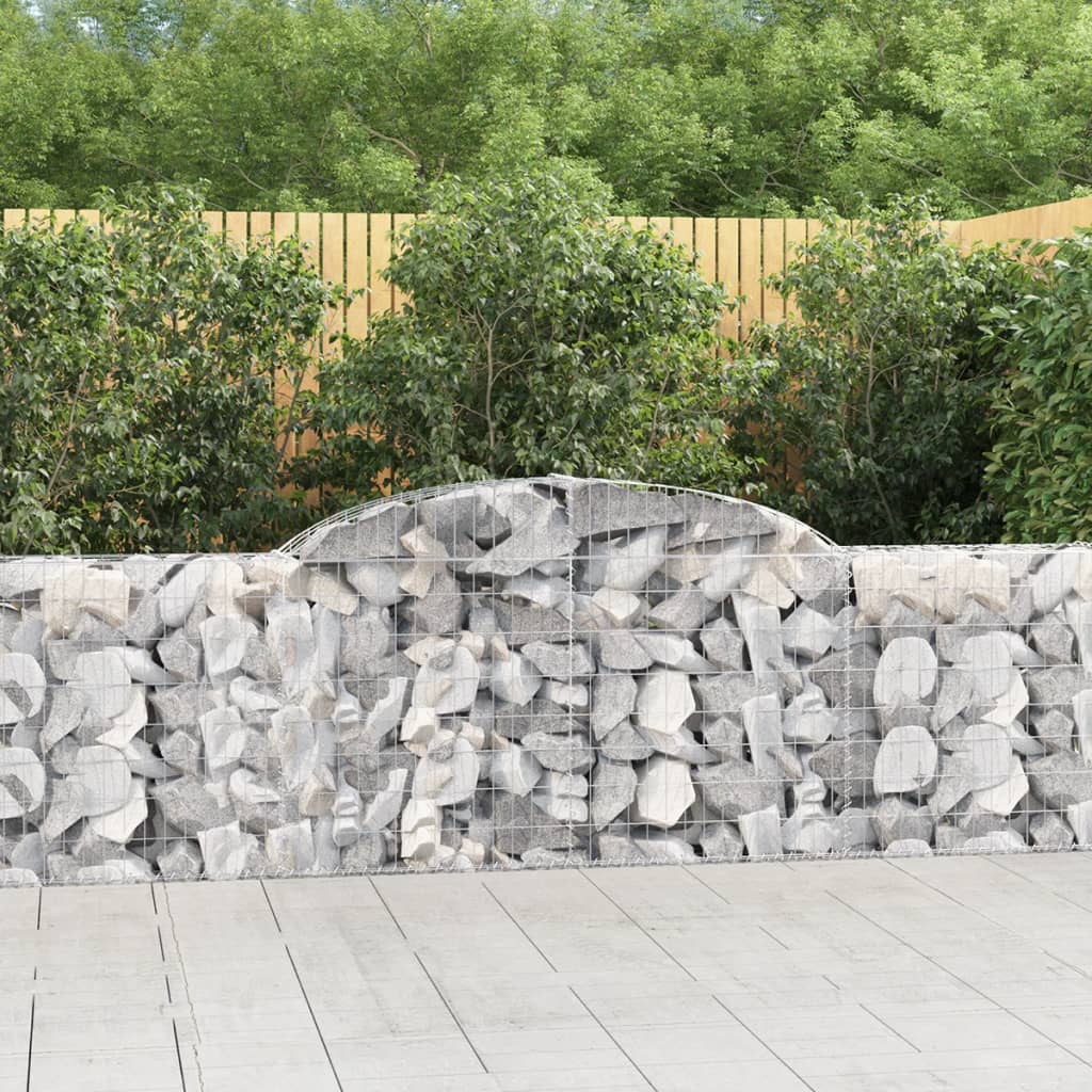 vidaXL Arched Gabion Baskets 3 pcs 118.1"x11.8"x31.5"/39.4" Galvanized Iron-0