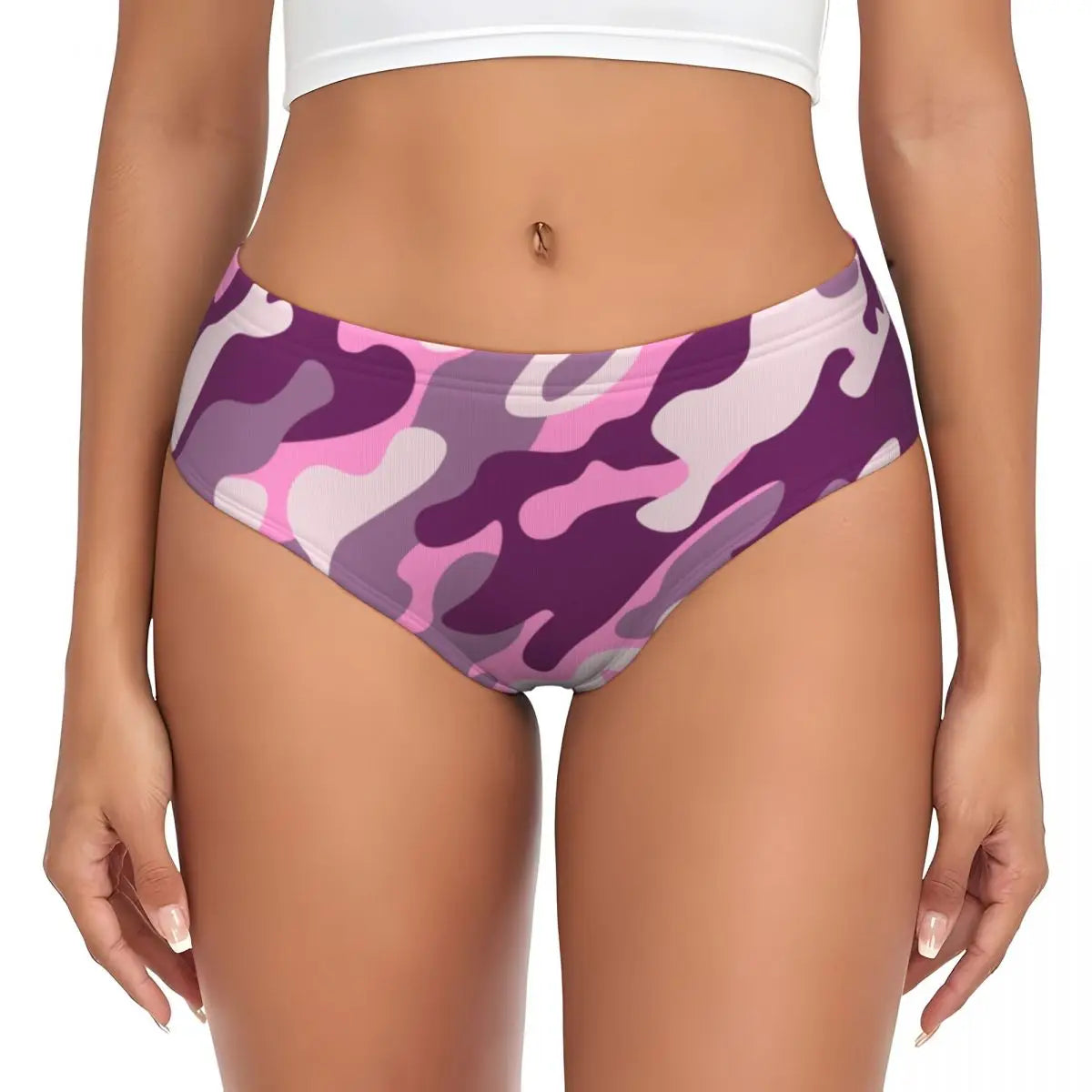 Custom Women's Pink Camouflage Camo Style Panties Breathable Briefs Underwear Valentine's Day Gifts Underpants