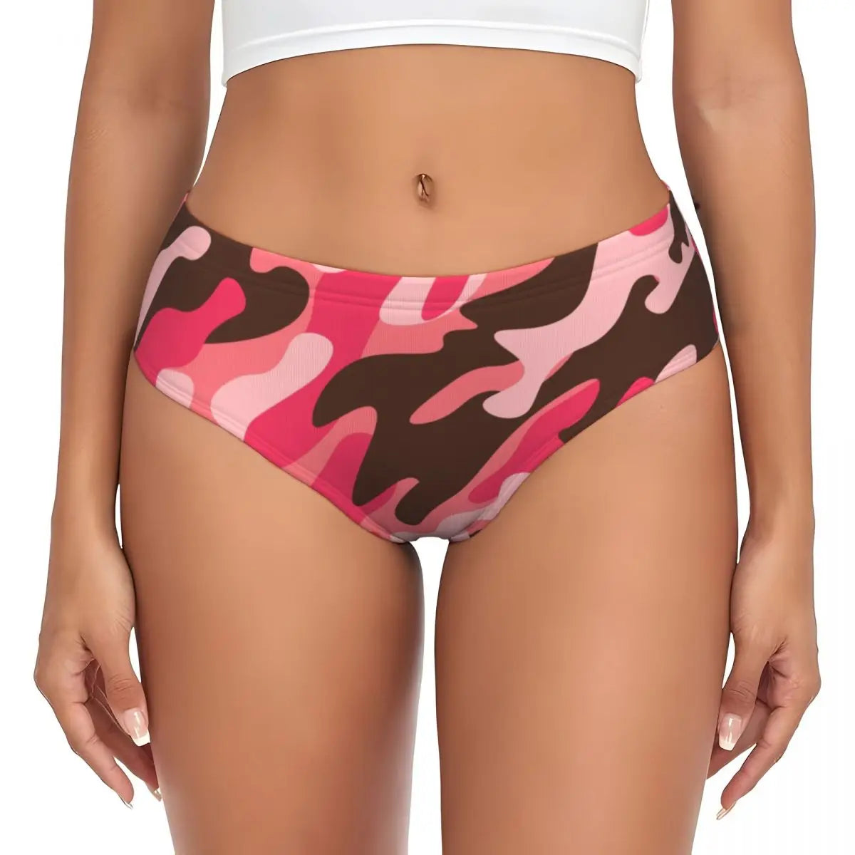 Custom Women's Pink Camouflage Camo Style Panties Breathable Briefs Underwear Valentine's Day Gifts Underpants